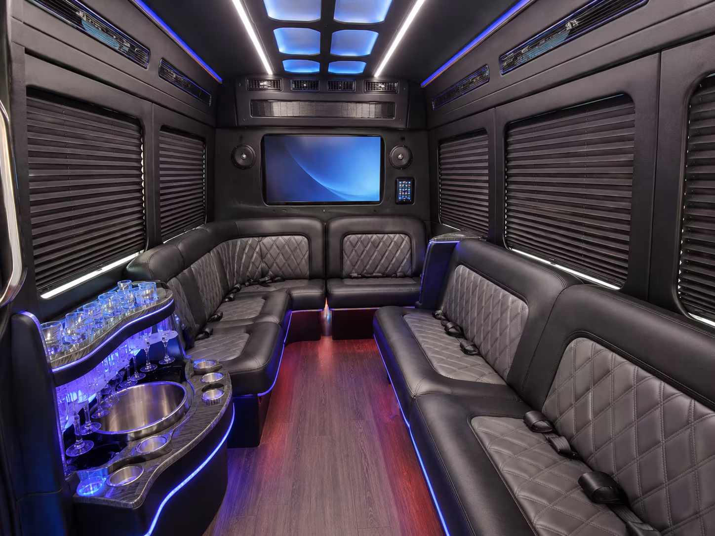 national city 18 passenger party bus inside