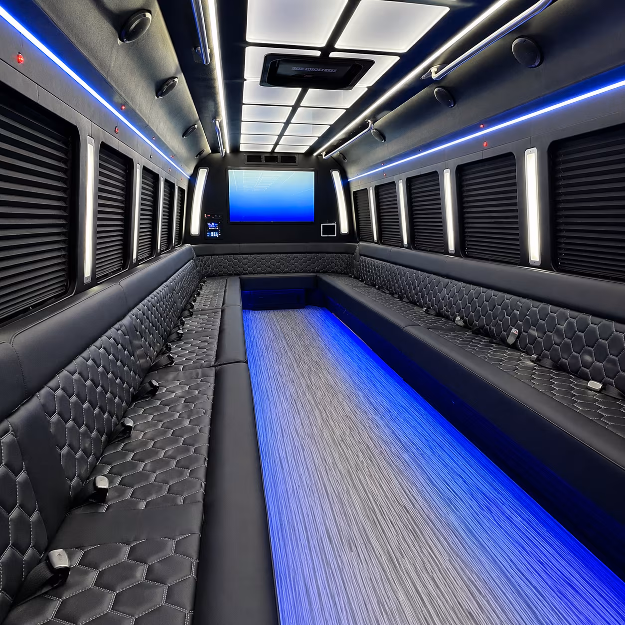 national city 50 passenger party bus inside